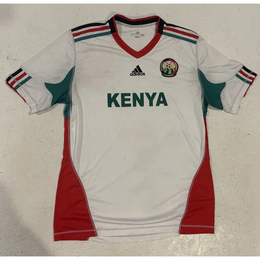 Adidas Kenya Soccer Jersey Mens Large White Football Federation Climacool